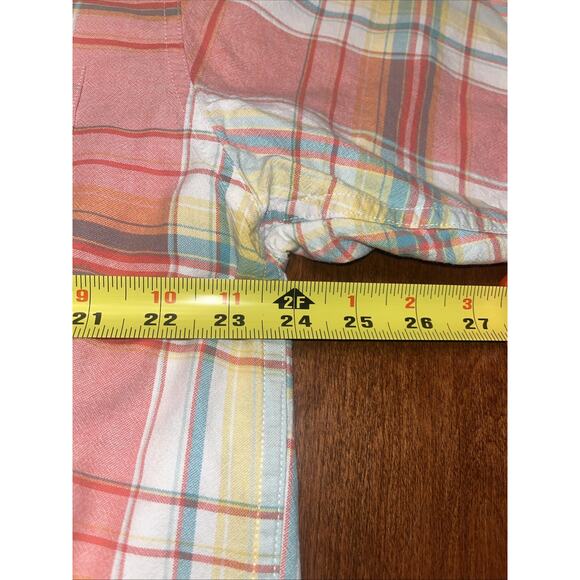 Cinch Men’s Western, Short Sleeve Size, M Button Up Shirt, Peach Plaid NOTE - Picture 6 of 6